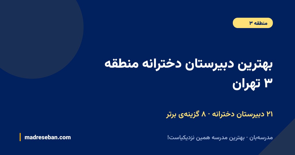 بهترین دبیرستان دخترانه منطقه ۳ تهران — ۲۱ دبیرستان دخترانه، ۸ گزینه‌ی برتر مدرسه‌بان