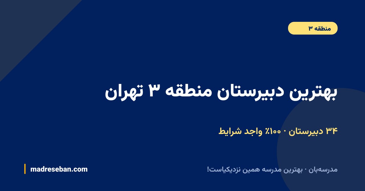بهترین دبیرستان منطقه ۳ تهران — ۸ انتخاب مدرسه‌بان از ۳۴ مدرسه با دیتای واقعی