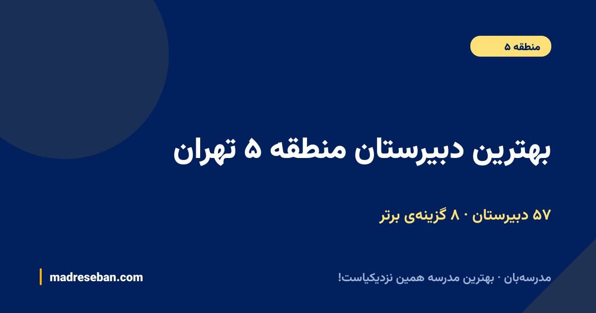 بهترین دبیرستان منطقه ۵ تهران — ۸ انتخاب مدرسه‌بان از ۵۷ مدرسه با دیتای واقعی