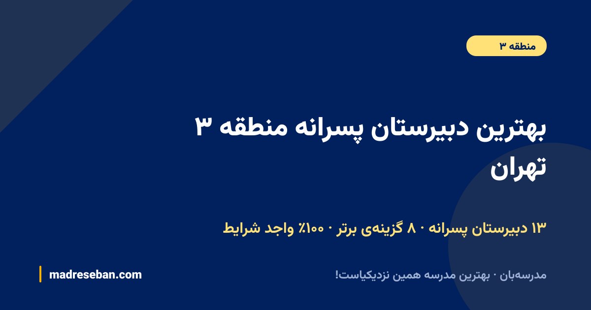 بهترین دبیرستان پسرانه منطقه ۳ تهران — ۸ انتخاب مدرسه‌بان از ۱۳ مدرسه با دیتای واقعی