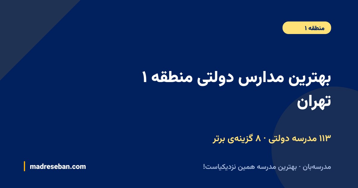 بهترین مدارس دولتی منطقه ۱ تهران — ۸ انتخاب مدرسه‌بان از ۱۱۳ مدرسه با دیتای واقعی