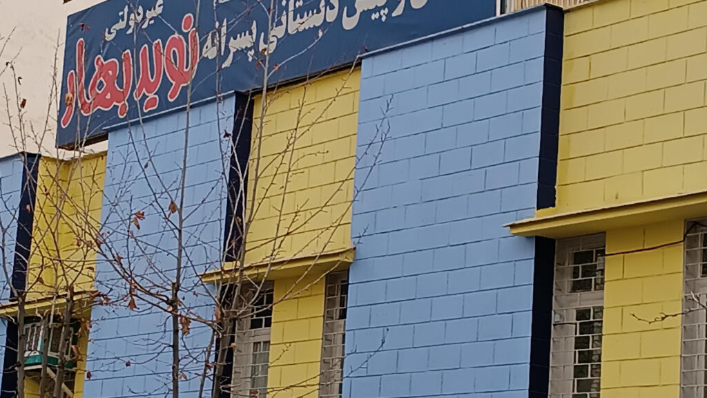 نمای رنگارنگ ساختمان دبستان پسرانه غیردولتی نوید بهار در میدان هروی تهران