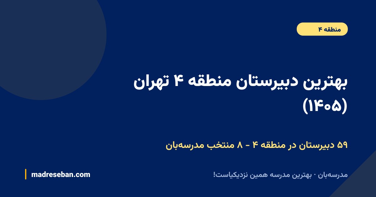 بهترین دبیرستان منطقه ۴ تهران — ۸ انتخاب مدرسه‌بان از ۵۹ مدرسه با دیتای واقعی