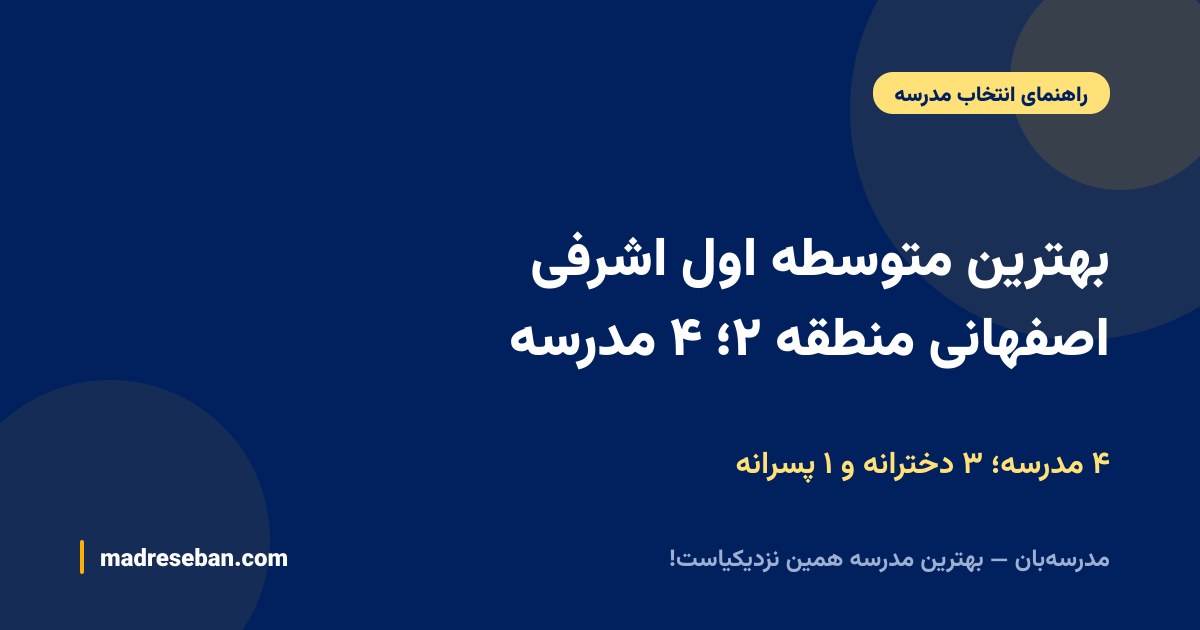 بهترین متوسطه اول اشرفی اصفهانی منطقه ۲؛ چهار مدرسه، سه دخترانه و یک پسرانه